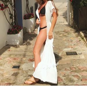 White Maxi Button Down Coverup